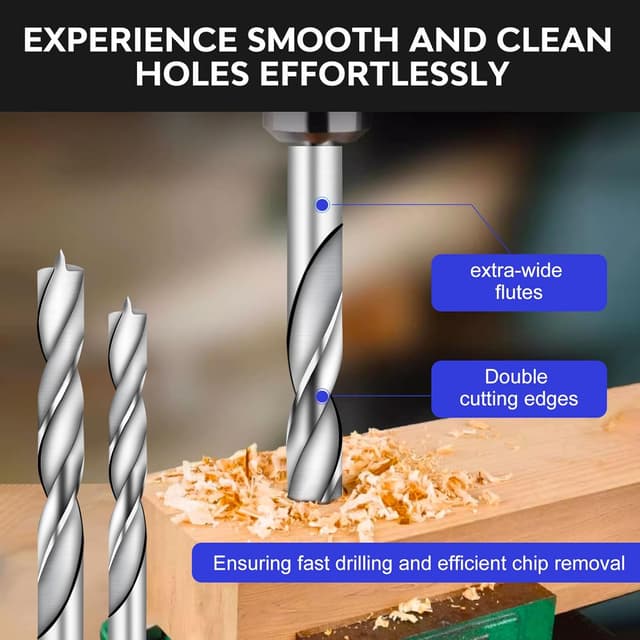 Detalle 2 de Lot de 25 forets pour bois Mtchavno HSS hélicoïdal 1 à 13 mm, pointe 135° (kit avec étui)