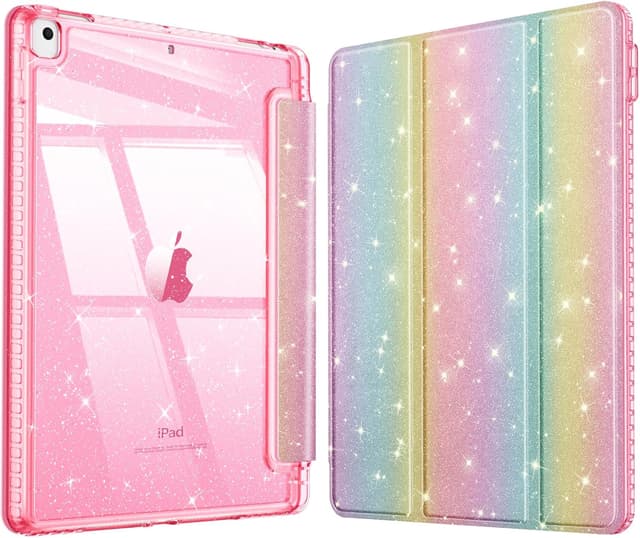 Detalle de FINTIE Glitzer-Hülle für iPad 10,2 Zoll (9./8./7. Generation) – transparente Schutzhülle mit Stifthalter, Auto Sleep/Wake