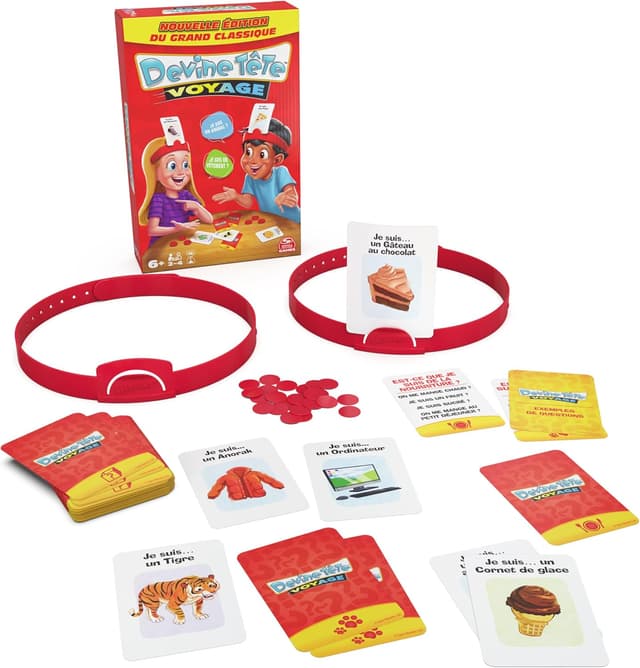 Detalle de Devine Tête Voyage – Jeu de société Spin Master Games (famille) – Bandeaux et devinettes, version française