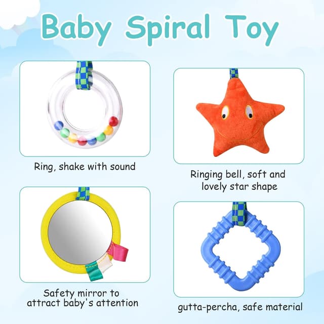 Detalle de Vicloon Giocattolo a spirale per passeggino con sonagli e specchio