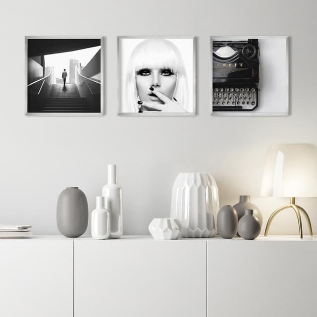 Detalle 2 de PHOTOLINI Bilderrahmen 40x40 Silber 3er Set