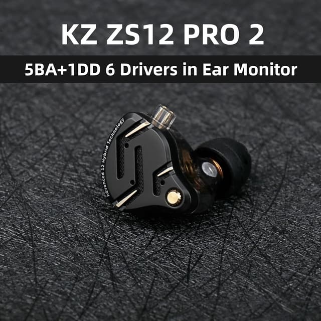 Detalle de KZ ZS12 Pro 2 USB-C Wired In-Ear Monitor Headphones (Black, with Mic)