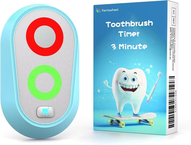 Detalle de Zähneputzen Timer für Kinder (2–3 Minuten) mit Farblichtern, magnetisch & wasserdicht – Blau