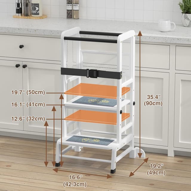 Detalle 2 de Skokliz Kids Standing Tower nursery step stool with adjustable height (anti-tip support corners)