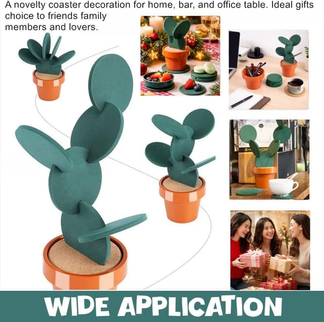 Detalle de Fdit set sottobicchieri cactus in 6 pezzi