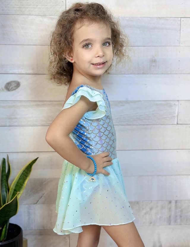 Detalle de Arshiner Girls Ruffle Sleeve Ballet Dance Dress Leotard with Tutu Skirt