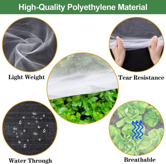 Detalle de Fine Mesh Garden Netting for Veg Patch & Plants 3x6m with 15 U-shaped pegs (White reusable insect netting)