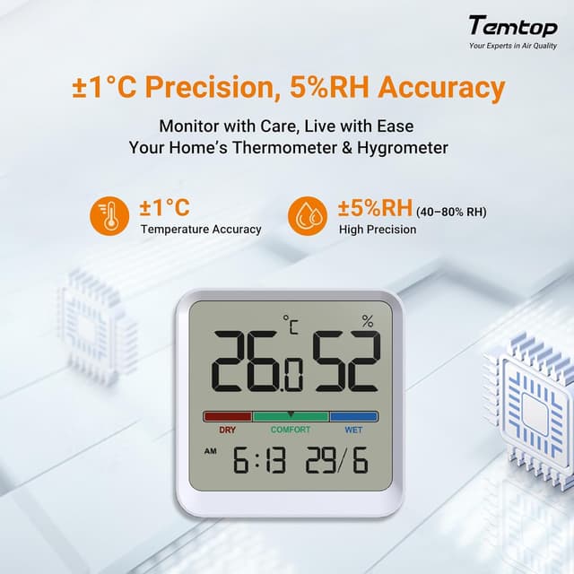 Detalle de Thermomètre hygromètre intérieur 2PCS 6x6 cm