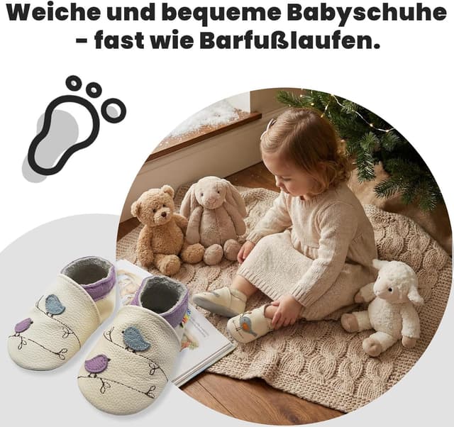 Detalle de YALION Krabbelschuh & Lauflernschuh aus weichem Leder – weiß (EU 22/23, L) mit Mokassins