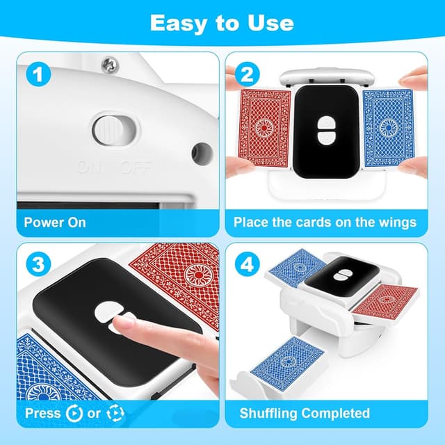 Detalle 2 de Aquota mélangeur de cartes automatique rechargeable (portable, silencieux) pour 1 à 2 jeux