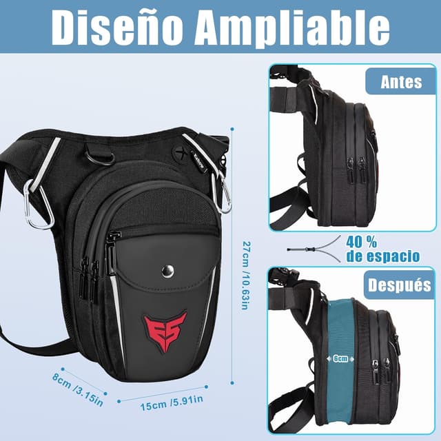 Detalle 1 de Eshow Pernera Moto Ampliable Riñonera Deportiva