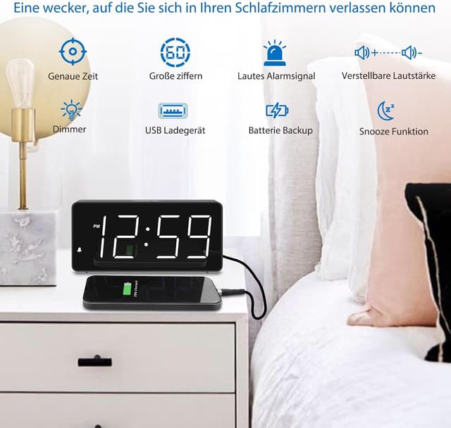 Detalle 1 de Eachui LED Wecker Digital mit 5 Stufen