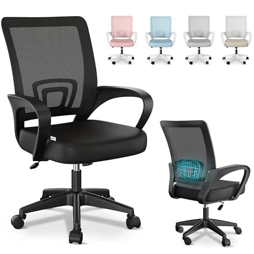 Detalle de JUPPLIES Silla de escritorio ergonómica con soporte lumbar y malla transpirable (hasta 110 kg)