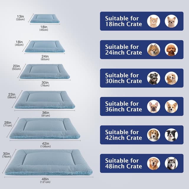 Detalle de BVAGSS Dog Bed Mat (Reversible) Crate Pad – Washable Cool & Warm Kennel Pad, 76x50cm, Blue (XH080)