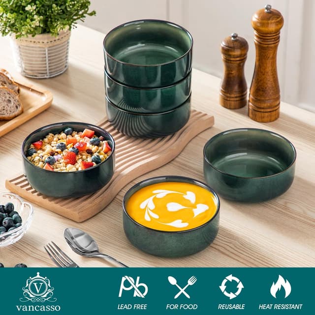 Detalle de vancasso STARRY 780 ml Suppenschalen-Set (6-teilig) – Müslischalen aus Steingut/Porzellan-Keramik für Ramen, Pasta, Salat & Dessert