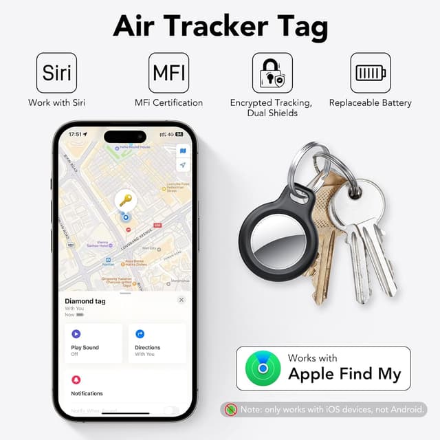 Detalle de QCOQ Air Tracker Tags 4 Pack, Find My