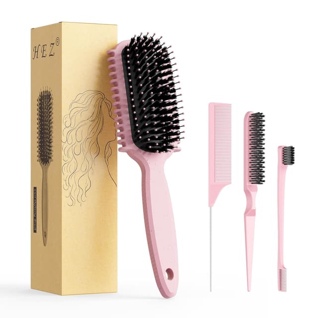Detalle de HEZ Curl Defining Brush Set (Pink) for Combing and Shaping Curls, Slick Backs & More