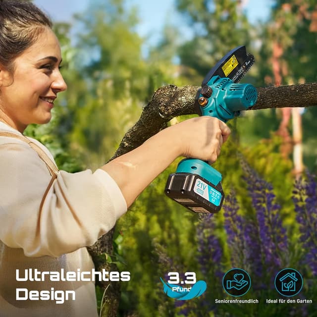 Detalle 2 de Seesii Mini Kettensäge Akku 6 Zoll