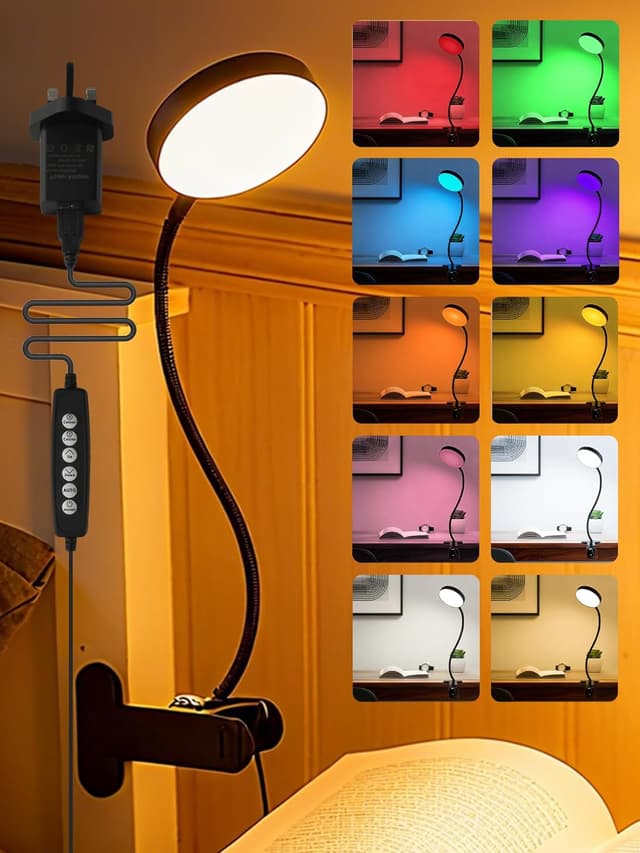 Detalle de ReinHoo Desk Lamp,10 Colors RGB&Warm White Desk Light,10 Brightness Dimmable Clip On Light,500LM Bright Reading Light,USB Adapter Table Lamp for Office,Computer,Work,Study,Craft,Bedside Table,Bedroom
ReinHoo Desk Lamp,10 Colors RGB&Warm White…