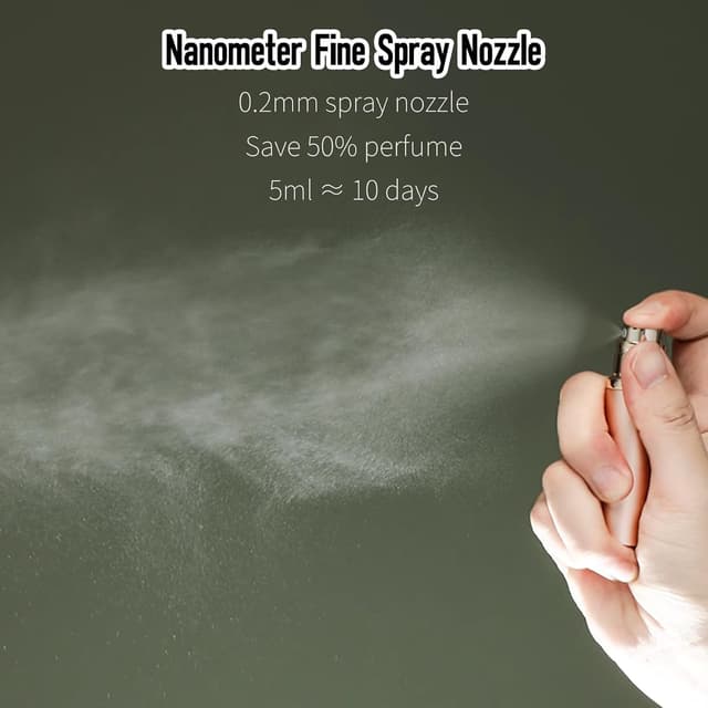 Detalle de Vinuwu Refillable Perfume Atomiser 2 Pack 5ml (Black & Gold) – pocket travel spray dispensers