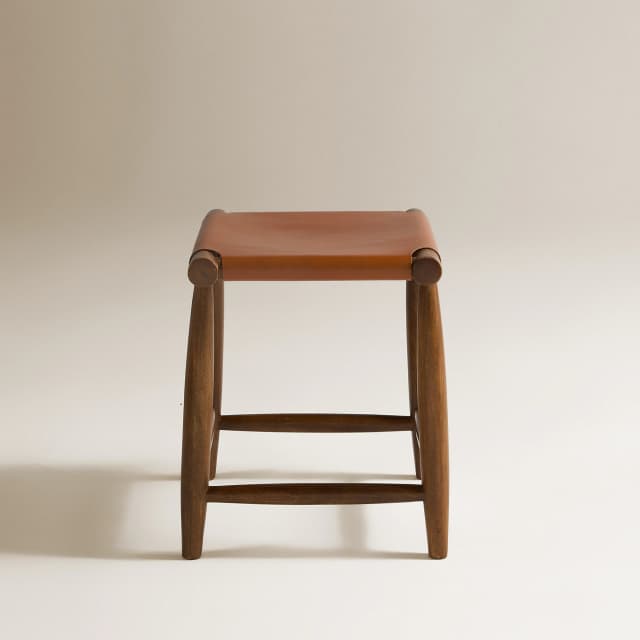 Thumbnail 3 de El Corte Inglés Taburete madera acacia y piel Rusty