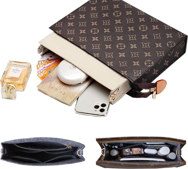 Detalle de Soyizom Kulturbeutel Organizer Einsatz aus Filz (19/26) mit D-Ring & Reißverschlusstasche