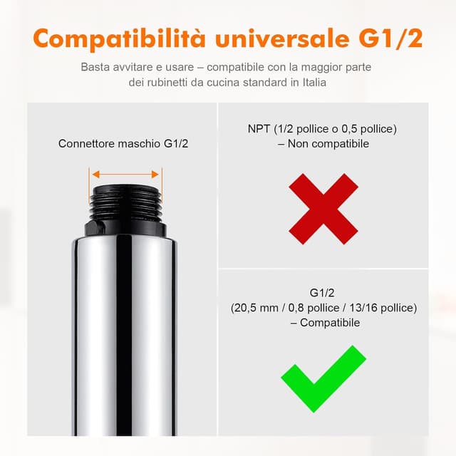 Thumbnail 5 de Soffione ricambio cucina G1/2 a 2 funzioni