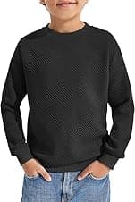 Detalle de Haloumoning boys’ long-sleeved crew neck sweatshirt (cotton blend style) — plain pullover top