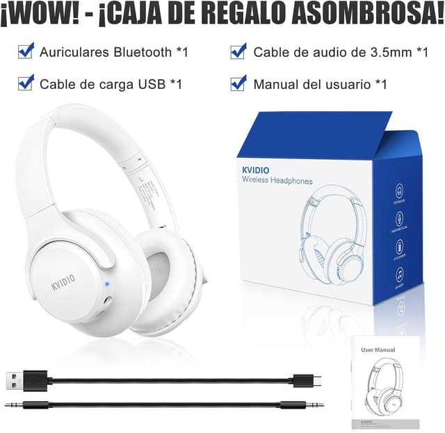 Thumbnail 7 de KVIDIO Auriculares Bluetooth Inalámbricos, 65 Horas, Micrófono