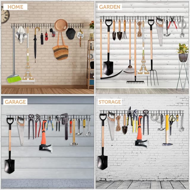 Detalle 1 de Garden tool rack 160cm with 32 hooks