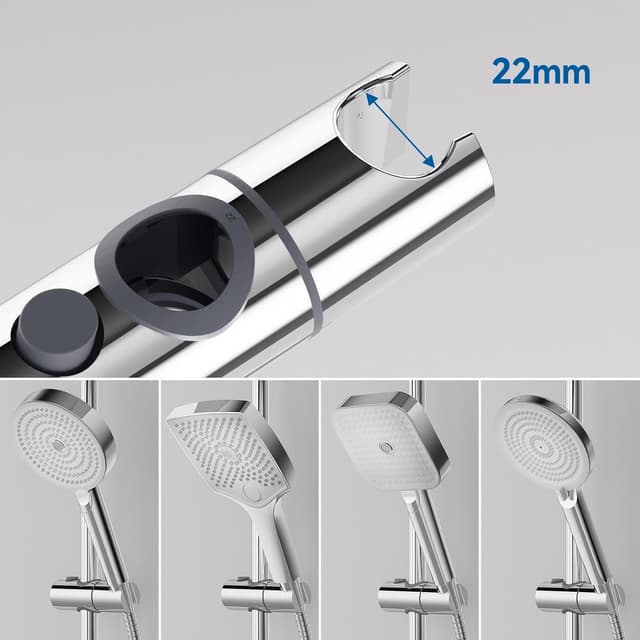 Thumbnail 6 de AuraLum Asta doccia 70 cm con saliscendi in acciaio inox e supporto soffione regolabile