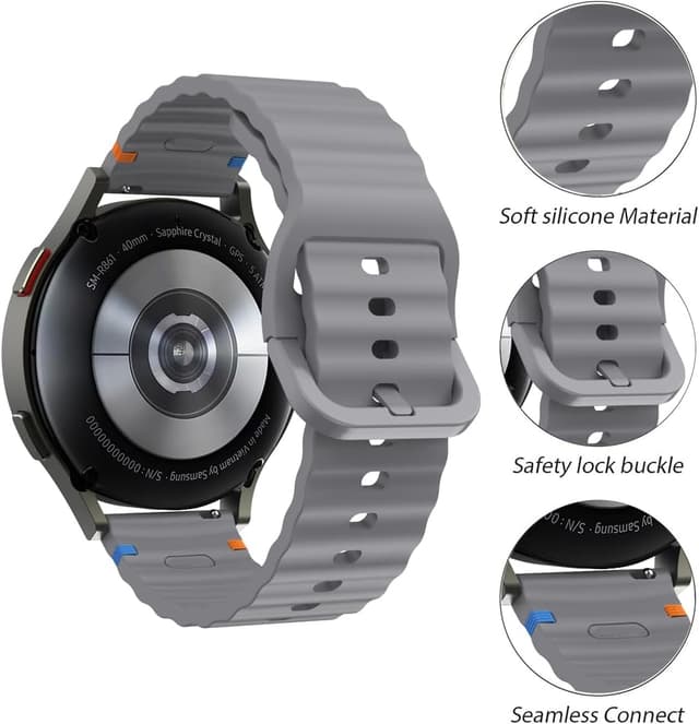 Detalle 2 de BYISYUE 20mm Silicone sport strap for smartwatches