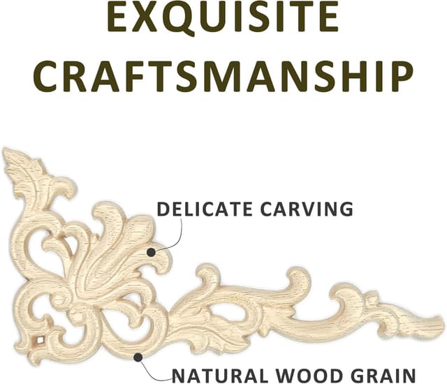 Detalle de Aiminjey 12Pack Wood Appliques and Onlays Corner Carved Decorative Trim (12×6cm)