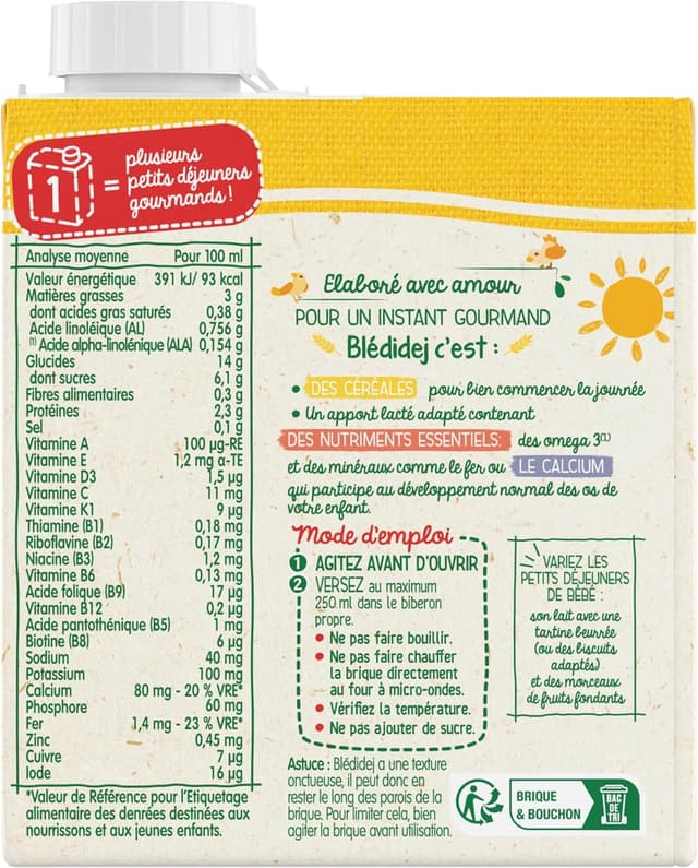 Thumbnail 1 de Blédina Blédidej céréales lactées Madeleine citronné 6 x 500mL 🥣