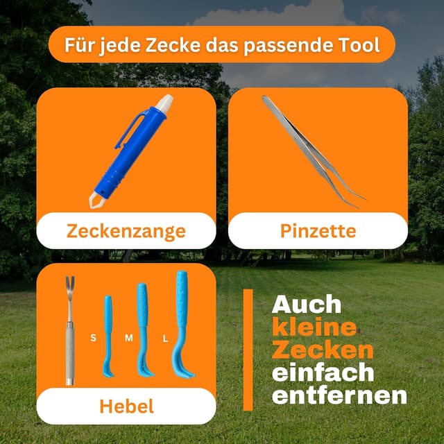 Detalle 2 de Alpenstern® Zecken Entferner Kit: Zeckenpinzette, -hebel & Erste-Hilfe-Tasche für Mensch und Tier