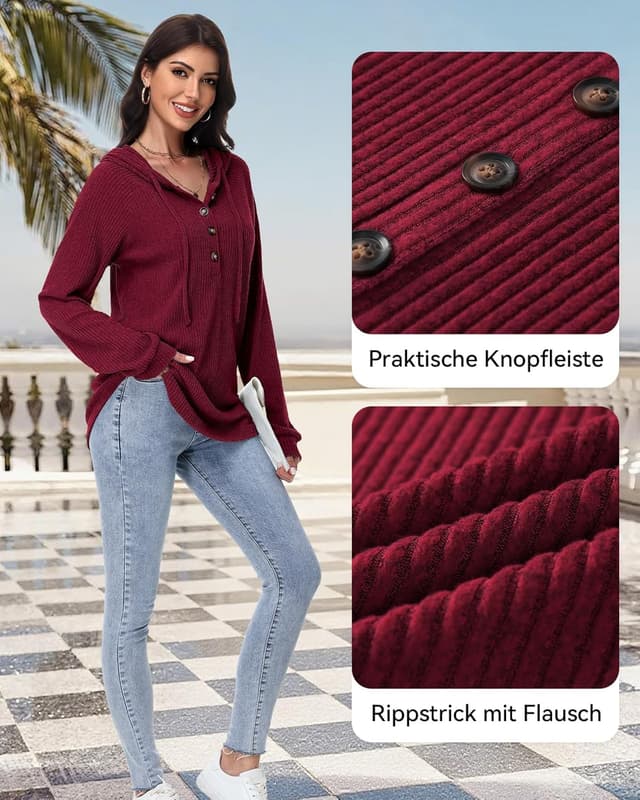 Detalle 1 de Tanmolo Hoodie Damen V-Ausschnitt