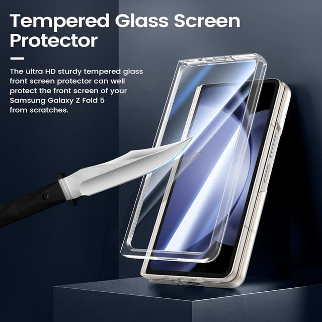 Detalle de HWeggo for Samsung Galaxy Z Fold 5 Case with magnetic charging support and built-in 9H screen protector (clear)