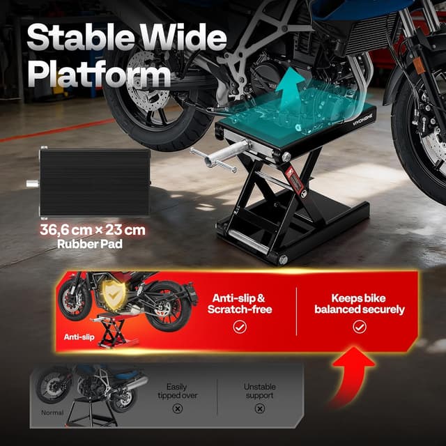 Detalle 2 de VIVOHOME Motorcycle Scissor Lift Jack – Height Adjustable Heavy Duty Steel Stand (500kg capacity)
