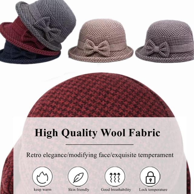 Detalle de Wollfilz Bowler Hut Damen 56–59 cm