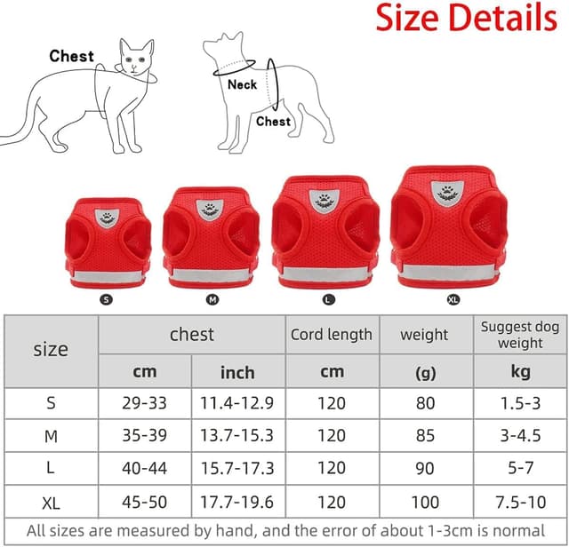 Detalle 2 de DARENYI Small Dog Harness and Lead (Adjustable, Breathable, Reflective) in Blue – Small