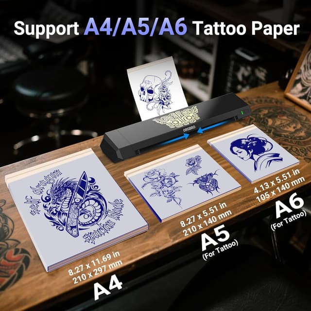 Detalle de ORGBRO ORGBRO Tattoo Stencil Printer X8: portable thermal stencil printer with Bluetooth app