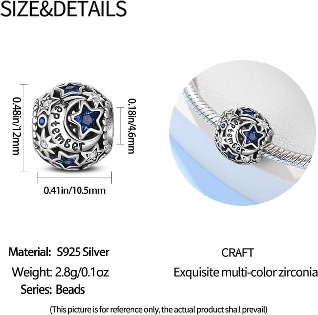 Detalle de 925 Sterling Silber Sternzeichen-Charm von Damen – Sternbilder-Anhänger für Armband & Halskette, kompatibel mit europäischen Charm-Systemen