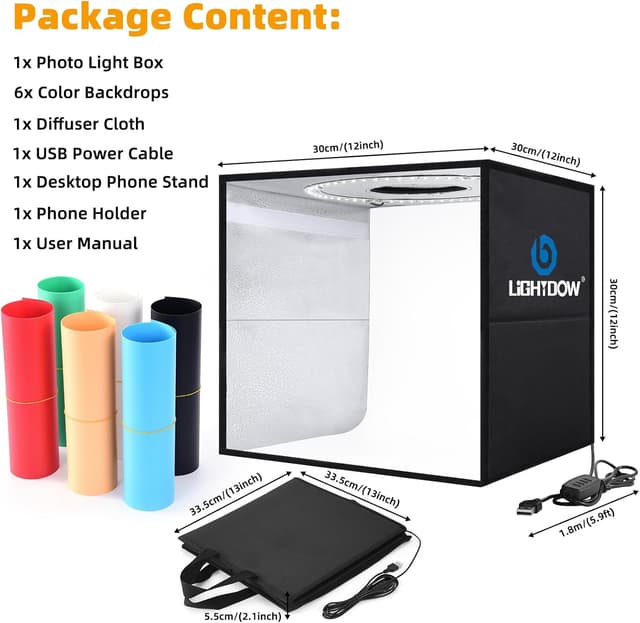 Detalle de Lightdow Light Box Photography 30cm LED kit