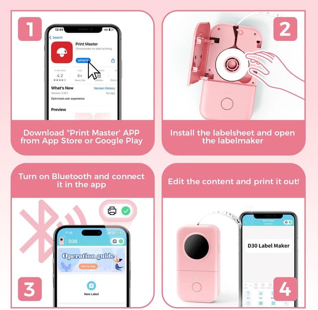 Thumbnail 4 de Phomemo D30 Etiquetadora Bluetooth Rosa