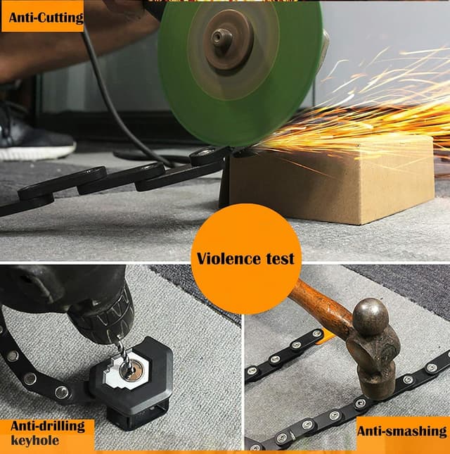 Detalle 2 de LuTuo Folding Bike Chain Lock (Heavy Duty Alloy Steel), with 3 Keys, 79cm/31inch