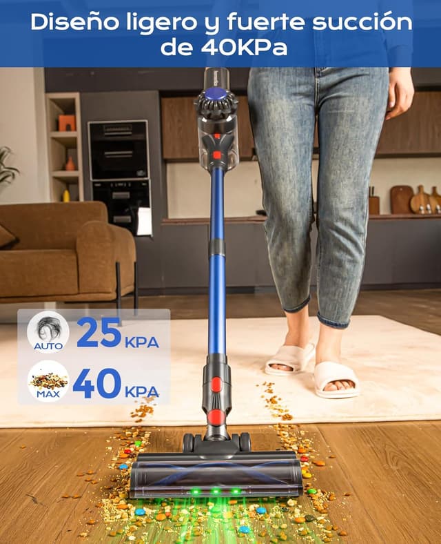 Detalle 2 de Ivormentico Aspiradora sin Cable 40KPA, 50Mins, Potente y Versátil 🧹
