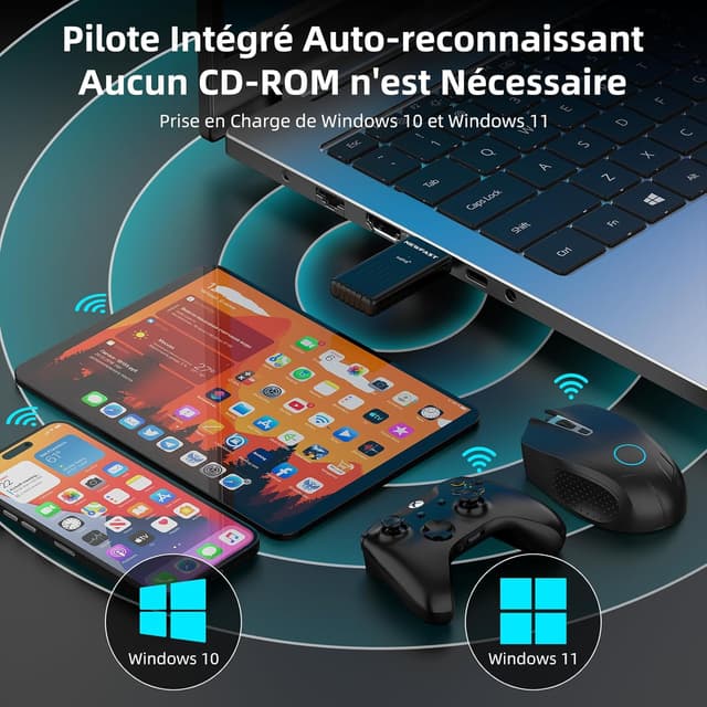 Thumbnail 6 de NEWFAST Clé WiFi 6 AX3000 (USB 3.0) double bande 5 GHz, MU-MIMO, WPA3 et pilote intégré