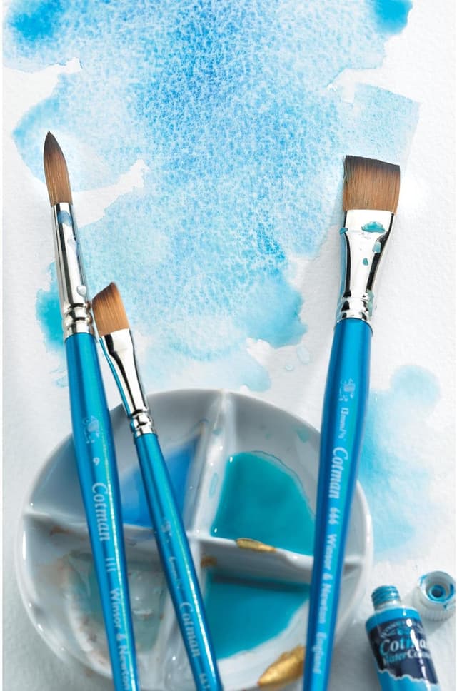 Detalle de Winsor & Newton Cotman Aquarell Synthetikhaar Pinsel 666 – Ein-Strich-Pinsel, langer Stiel