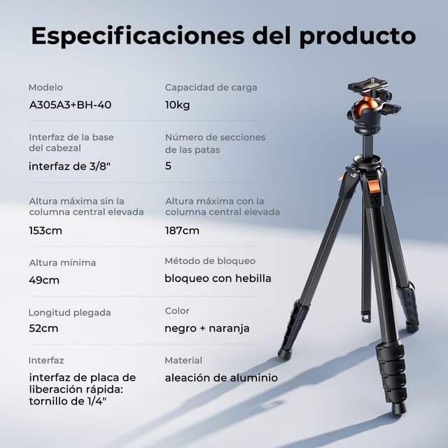 Thumbnail 6 de K&F CONCEPT 187CM Trípode Cámara