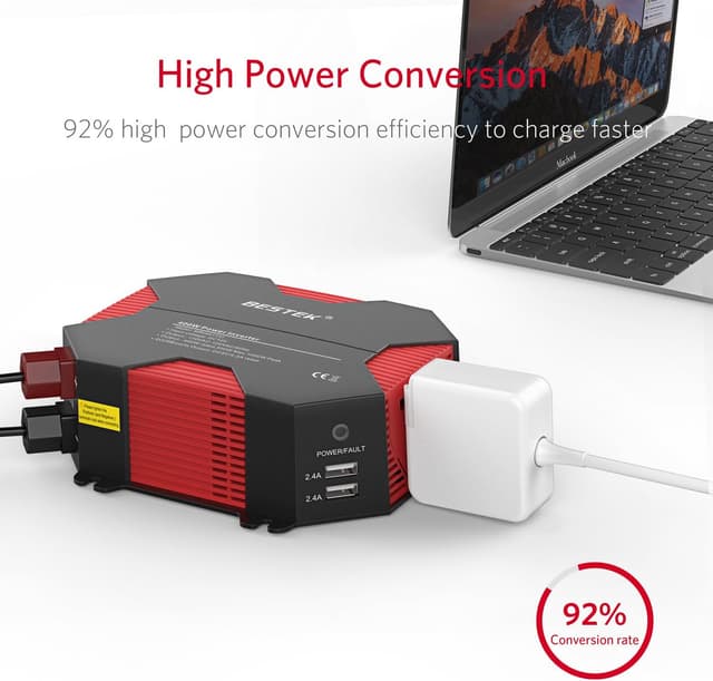 Detalle de BESTEK 500W 12V to 240V car power inverter with UK socket and 4 USB ports